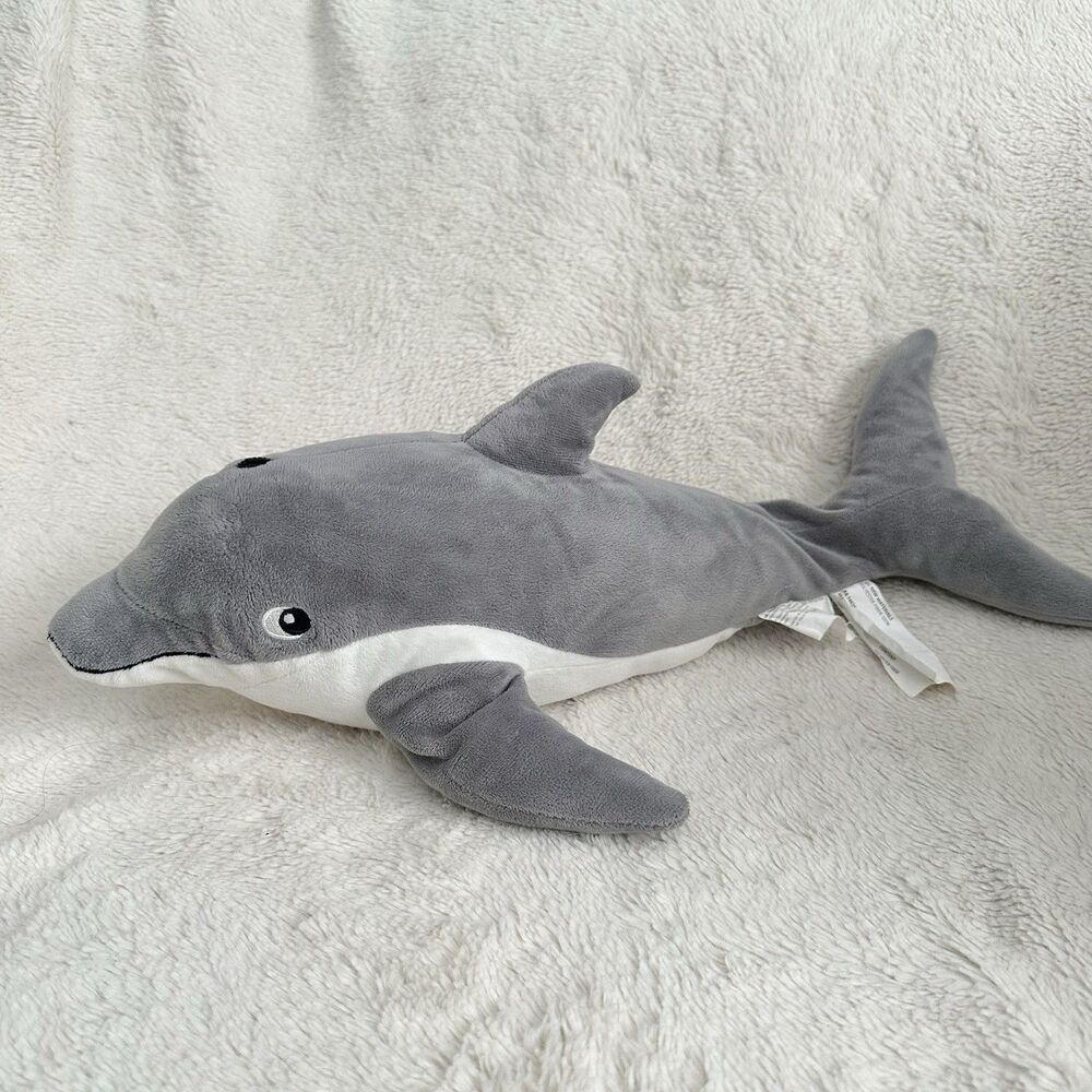 IKEA Genomblot Dolphin Plush Stuffed Animal Toy Gray White 2019
